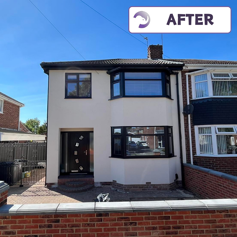 Bay house after black frames